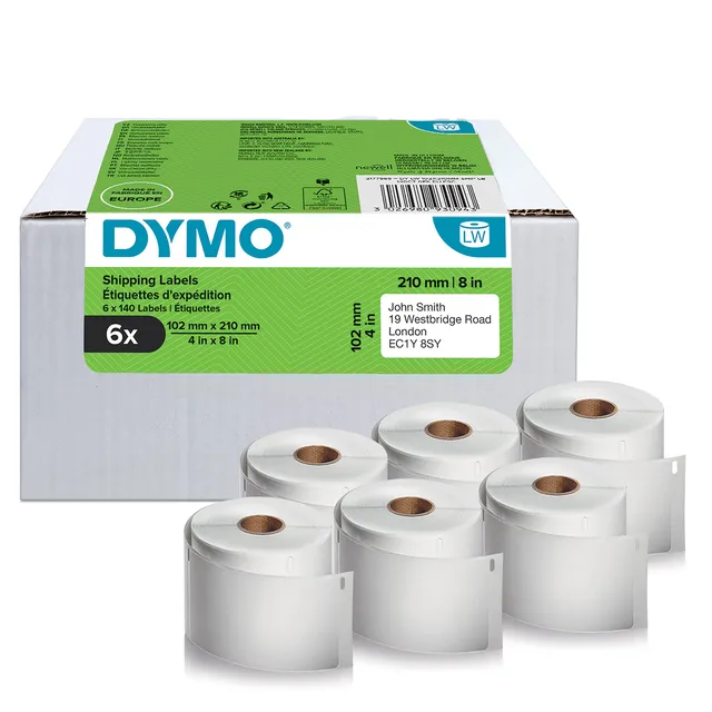 dymo-labelwriter-tiquettes-d-exp-dition-authentiques-102-mm-x-210-mm-6-rouleaux- image 1