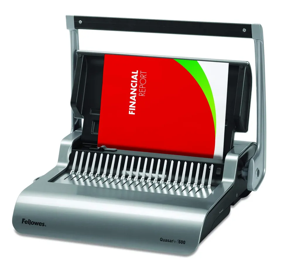 fellowes-quasar-machine-relier-anneaux-plastique-a4-500-feuilles-argent image 1