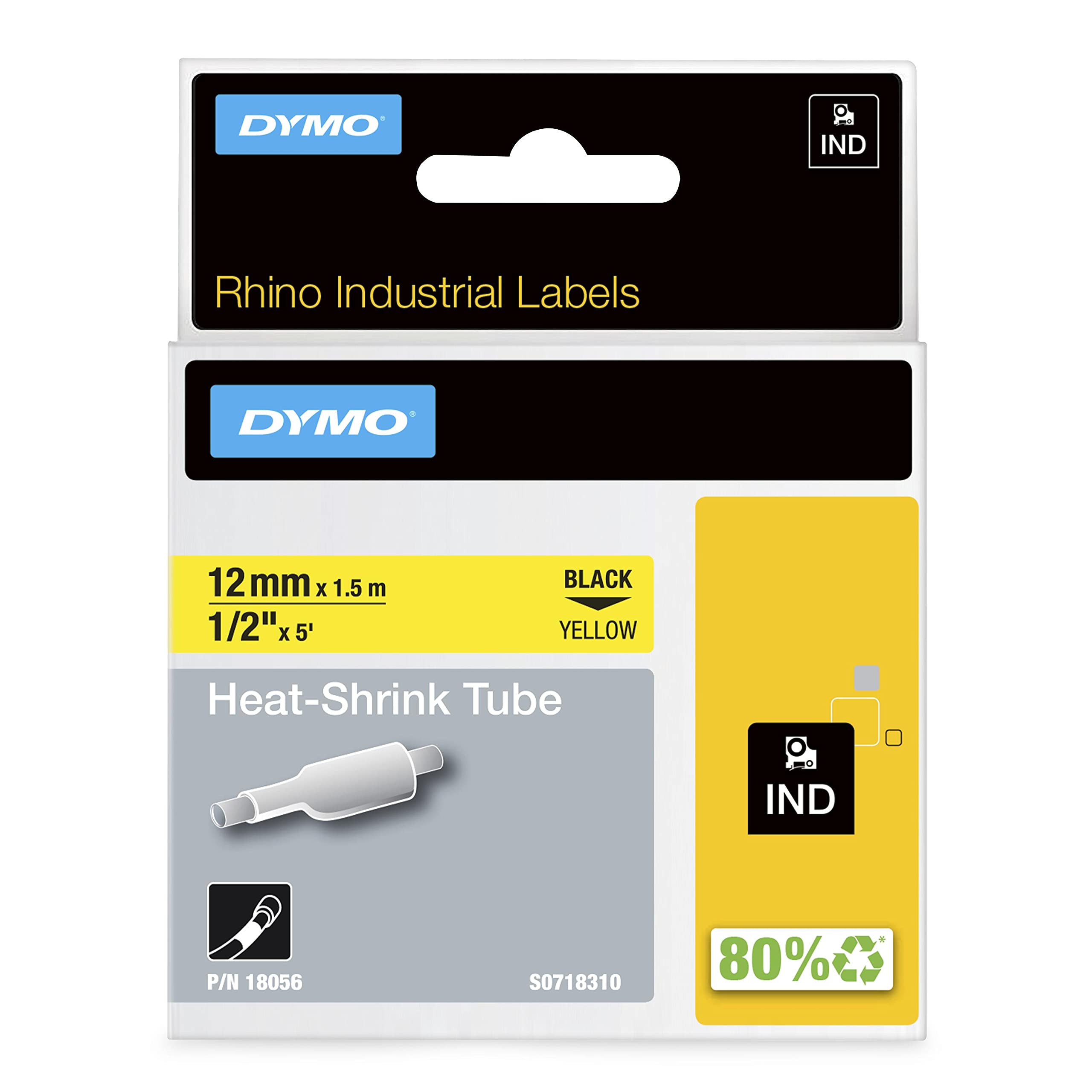 dymo-rhino-gaine-thermor-tractable-industrielle-12-mm-x-1-5-m-noir-sur-jaune image 8