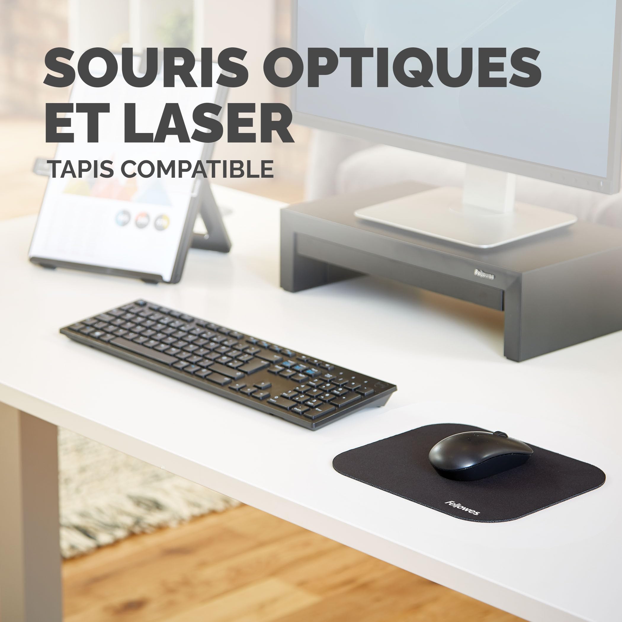 fellowes-tapis-de-souris-noir-22-9-x-20-3-cm-polyester-lisse-base-caoutchouc-ant image 5
