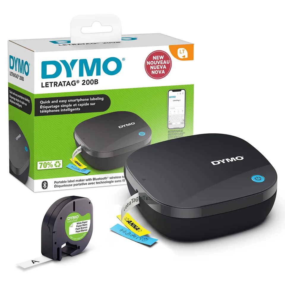 dymo-letratag-200b-tiqueteuse-bluetooth-noire-ruban-papier-12-mm image 1