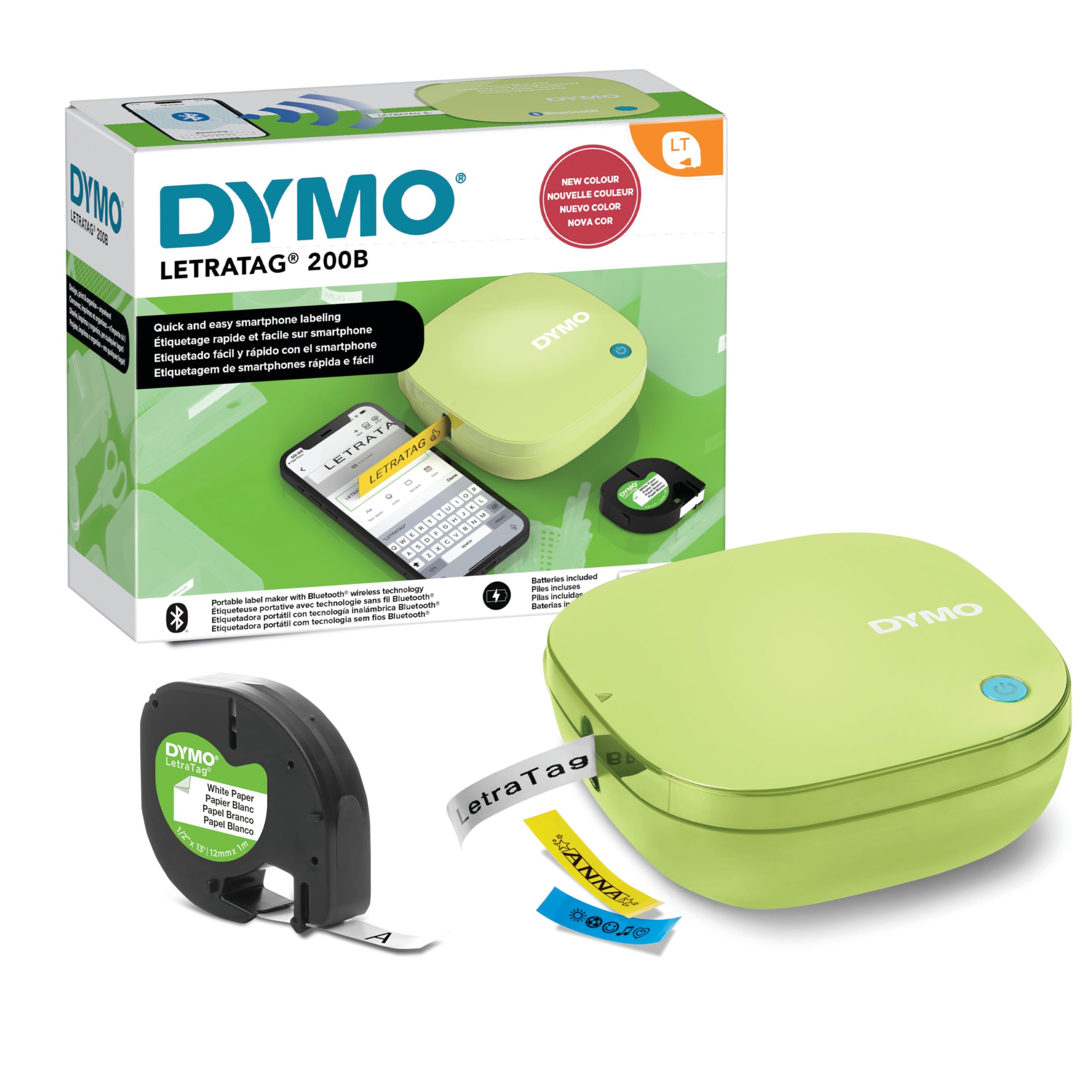dymo-letratag-200b-tiqueteuse-bluetooth-jaune-pistache-ruban image 1