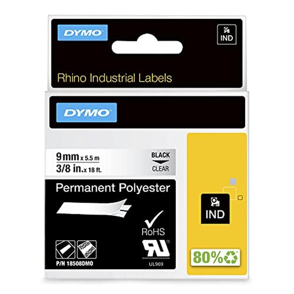 dymo-ind-rhino-18485-ruban-polyester-9-mm-x-5-5-m-m-tallique-noir image 2