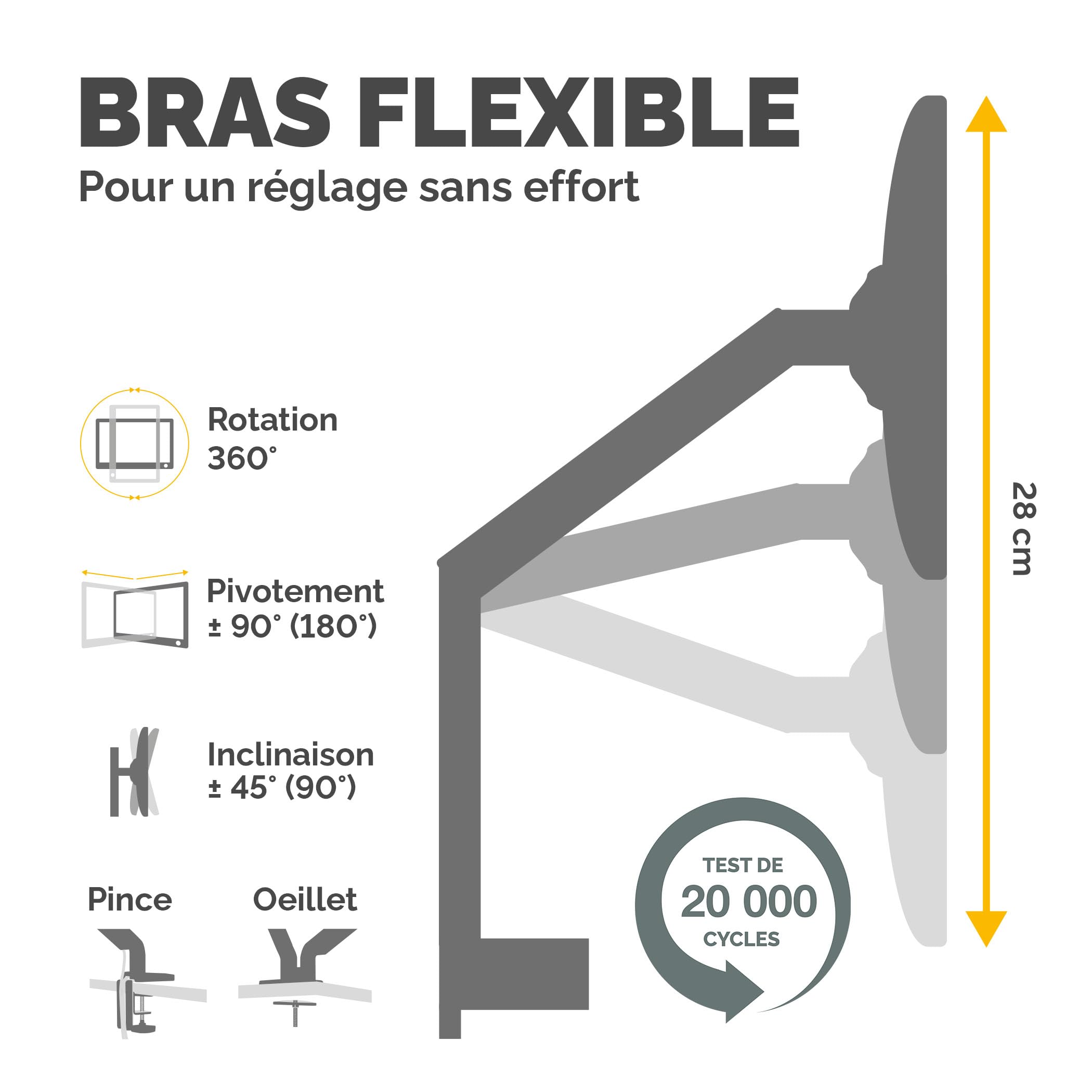 fellowes-platinum-series-bras-porte-cran-simple-argent-jusqu-32-avec-2-ports-usb image 4